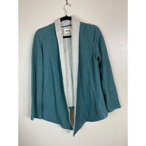 Pact Organic Cotton Women Open Front Cardigan Size Small Green Terry Sustainable